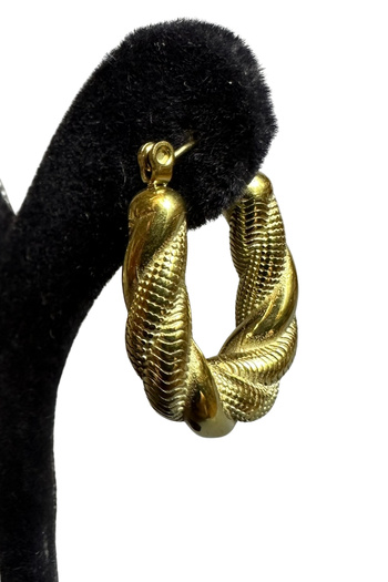 Uretti - Irem 3914 6735 Twist Model Oval Steel Earrings