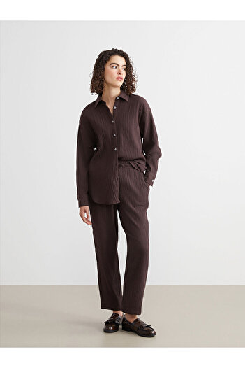 LC Waikiki Sparkling Selections from Shining Store |   Textured Women's Trousers with Elastic Waistband