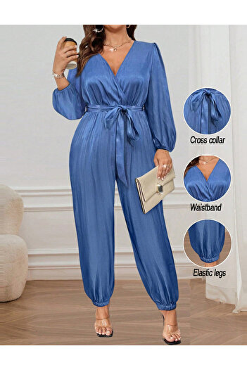 SHEIN Curve+ long jumpsuit, blue