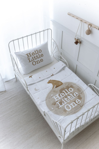 Tuğba Kuğu Organic Printed Baby (100X150) Quilt Set - Pure Baby Series - Hello Bear