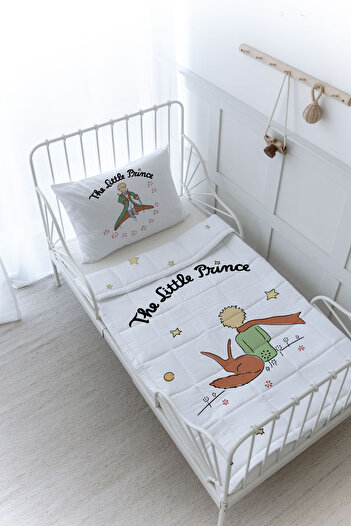 Tuğba Kuğu Organic Printed Montessori (100X200) Quilt Set - Pure Baby Series - Fox and Little Prince
