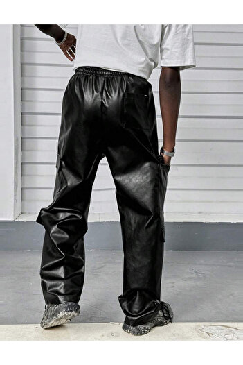 SHEIN MANFINITY by Shein faux leather pants, black