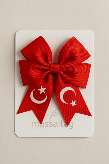 Massaltay October 29, April 23 Crescent and Full Moon Patterned Red Event Brooch – Show and Festival Hair Accessory