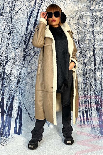 WildFashion Casual fur coat made of eco-leather H731-15
