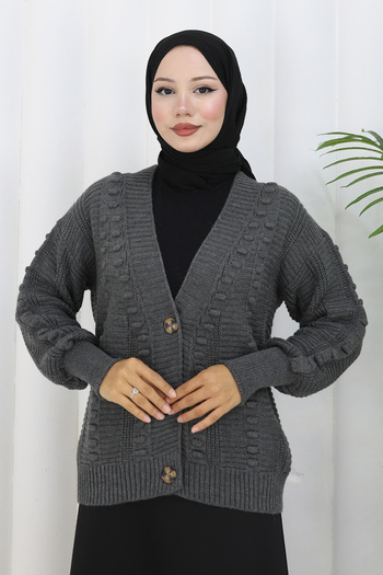 benguen Pompom Knitwear Cardigan S4002 Anthracite