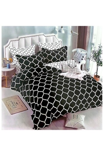 OEM Double Bed Set, 6 Pieces, Fine Cotton, Fitted Sheet for Mattress 180x200 cm, Duvet Cover 200x230 cm,
