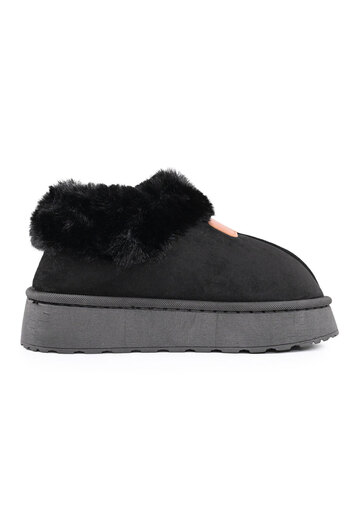 Tmall Women's Slippers, Made of -Suede Leather, With Fur, PD1052, Black