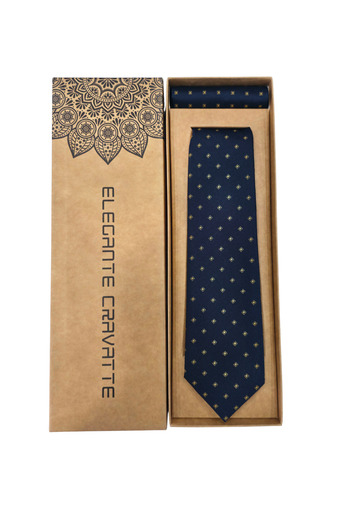 Elegante Cravatte Classic Pattern Navy Blue Color Tie - Special Boxed