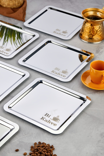 EMBazaar 6-Piece Bi Coffee Metal Coffee Presentation Tray/ Square Coffee Tray/Tray