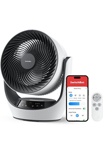 SwitchBot Smart Air Circulator Fan, Portable Battery Circulation Fan, 24db Ultra Quiet, 9 Speeds Str