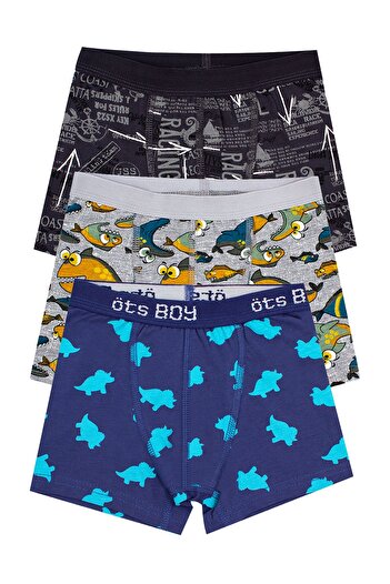 Öts Boys' Boxer 3-Pack Printed (96% Cotton - 4% Elastane)