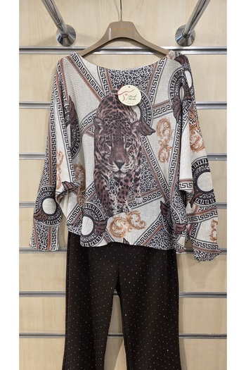Park Moda Mercerized Blouse Mixed Leopard Pattern