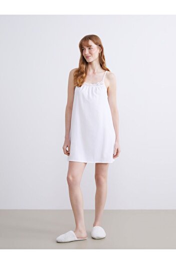 LC Waikiki Square Collar Lace Detailed Women's Nightgown