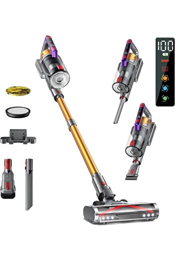 kissofsteps Aspirator vertical fara fir, S17, 550W, acumulator Li , 70 minute autonomie, Ecran tactil LED inteli