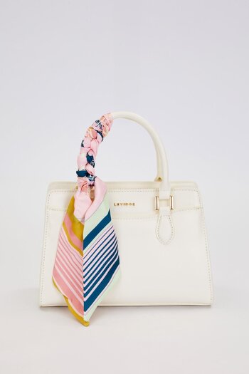 Levidor White Scarf Strap Decorated Shoulder Bag