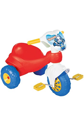 PİLSAN Astronaut Red children's pedal tricycle, durable plastic wheels, mudguards