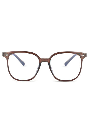 TomyHelf Unisex Blue Light Protective Brown Square Frame Glasses – for Computer and Phone Use