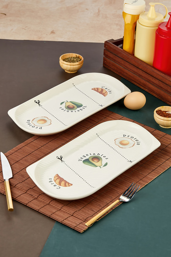 EMBazaar 2-Piece Rectangular Balanced Nutrition Plate/Diet Plate/Healthy Meal Serving Presentation Balance Motivation