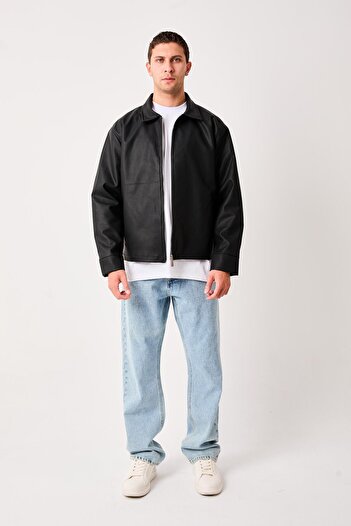 Rocqerx X-2011 Lined Zippered Leather Coat