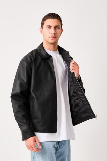 Rocqerx X-2011 Lined Zippered Leather Coat