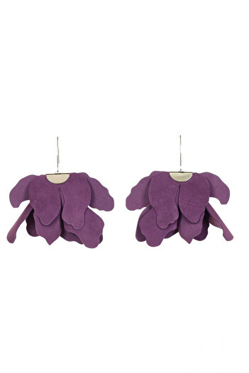 HAIArt Handmade leather floral earrings - Orchid
