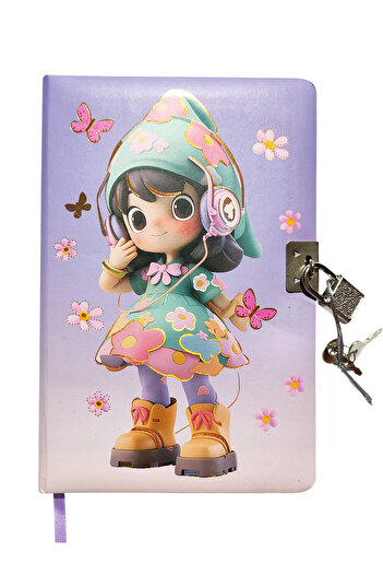 Limmy Cute Girl Scrapbook (Diary) Lockable Notebook 80 Sheets - Music