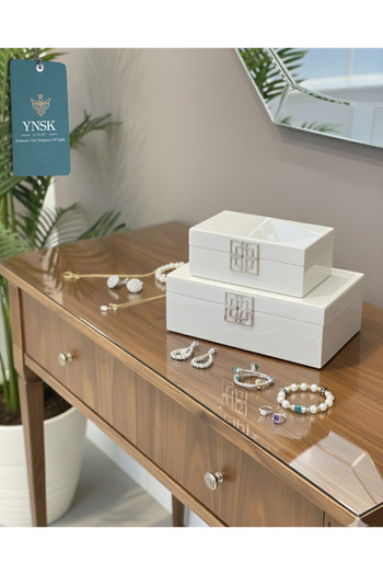 YNSK Decorative Glass Jewelry Box Set of 2 |   Jewelry & Accessories Storage Box |   Stylish Modern Glass Box |