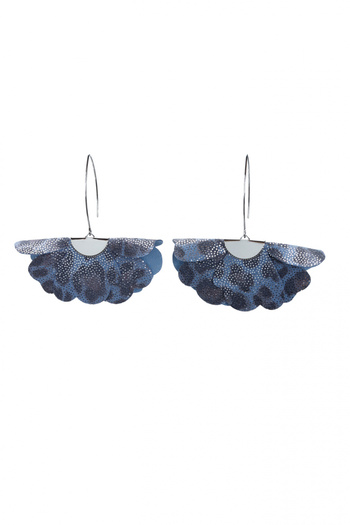 HAIArt Handmade leather floral earrings - Gray animal print with glitter
