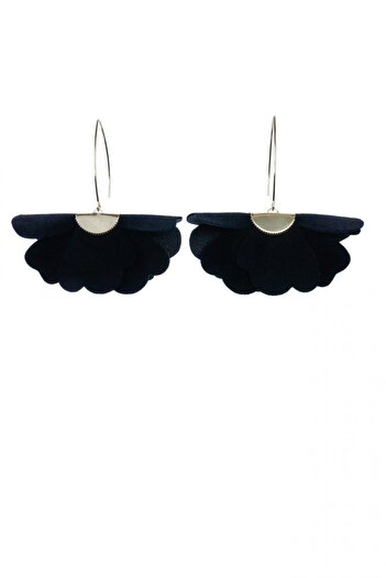 HAIArt Handmade leather floral earrings - Black
