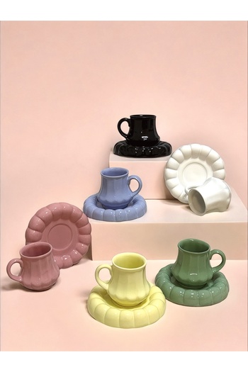Yumuk Shop 6-Person 12-Piece Luxury Vera Colored Coffee Cup Set
