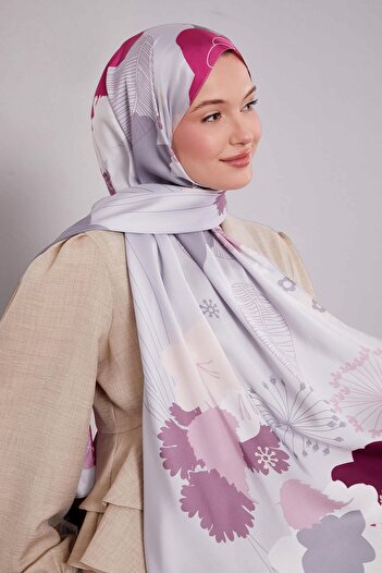 Levidor Gray Floral Pattern Twill Shawl