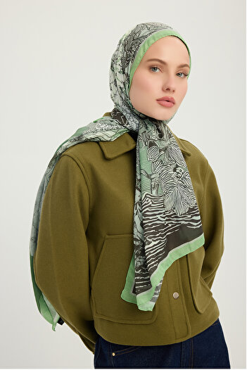 Schaless Silent Seasons - Green - Efilia Patterned Shawl - 70X190 cm