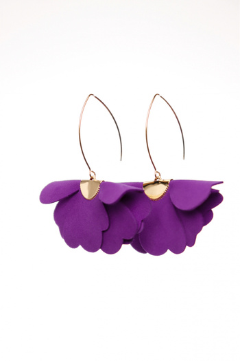 HAIArt Handmade leather floral earrings - Imperial Purple