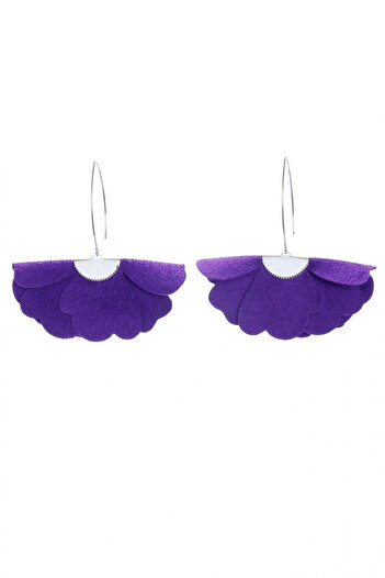 HAIArt Handmade leather floral earrings - Purple