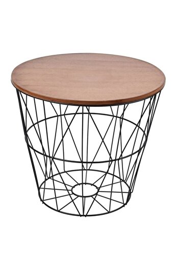 DAsiNU Fashion Black Wire Storage Table with Lid 40.5x35cm