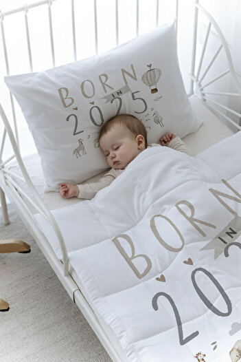 Tuğba Kuğu Organic Printed Montessori (100X200) Quilt Set Quilt Set - Royal Series - Born in 2025