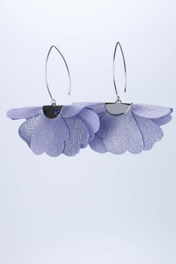 HAIArt Handmade leather floral earrings - Lilac with glitter
