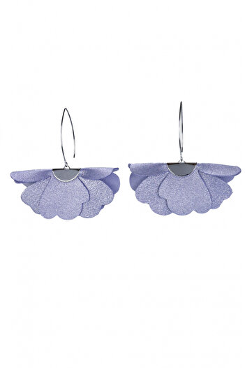 HAIArt Handmade leather floral earrings - Lilac with glitter