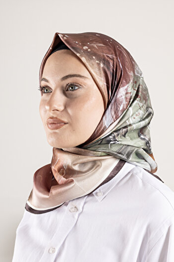 Akel Digital Crystal Patterned Scarf 95X95 – Pastel Pattern-5