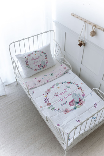 Tuğba Kuğu Organic Printed Baby (100X150) Quilt Set - for Baby Series - Butterfly Circle