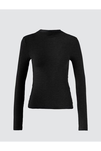 Jimmy Key Black Slim Fit Crew Neck Long Sleeve Knitted Blouse
