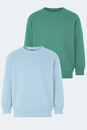 Slazenger Logan Set of 2 Unisex Children's Green - Blue Sweatshirt