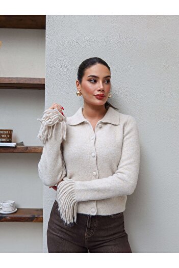 ESRAHELVACI Sleeve Tassel Buttoned Cardigan