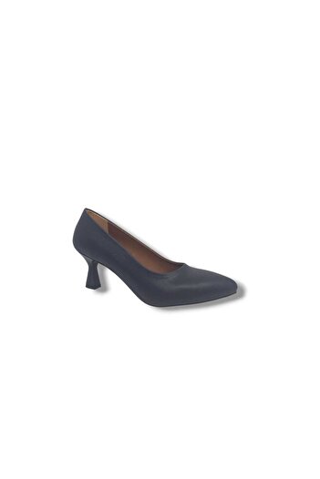 Zerhan 239 Women's Navy Blue Low Heel Stiletto Shoes