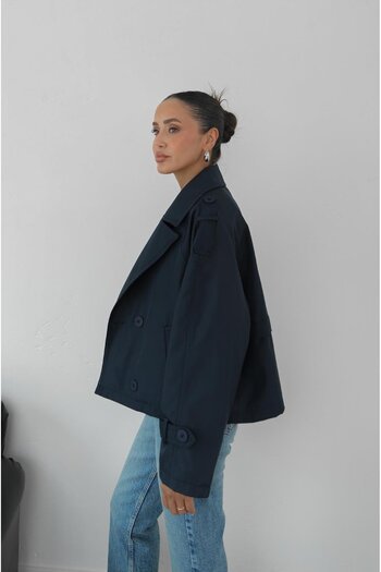 Havoş Navy Blue Loye Trench Coat
