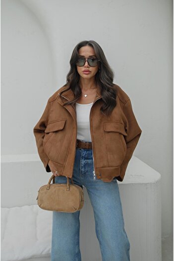 Havoş Taba Suede Jacket with Pocket
