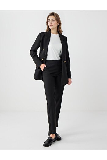 Jimmy Key Black High Waist Straight Cut Woven Trousers