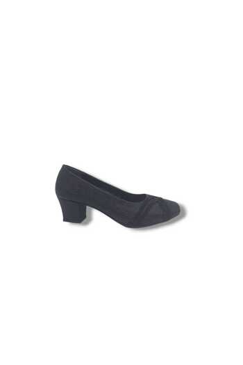 Zerhan 1002 Women's Black Shiny Stone Low Heel Shoes