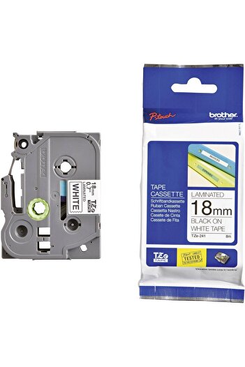 Brother Genuine TZe-241 18mm Standard Laminated Label, Black on White Tape, 8M Length