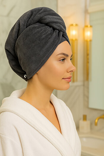 LaraLisa 100% Cotton Buttoned Luxury Towel Hair Cap